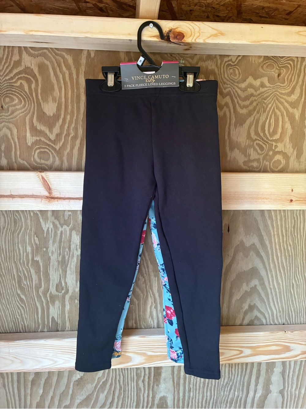 Vince Camuto Kids Black Leggings with Floral Inset